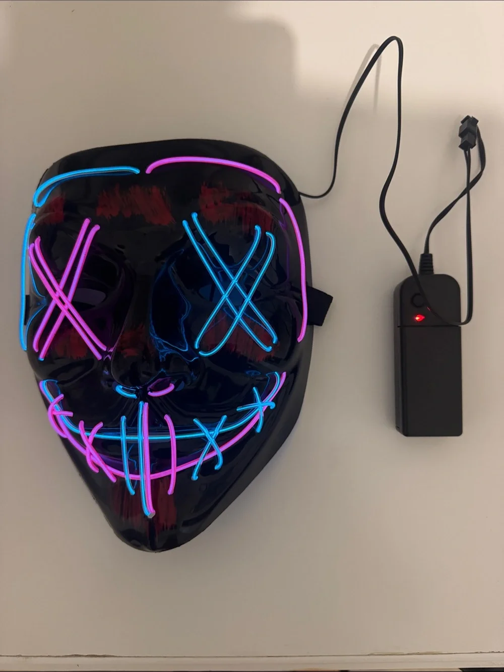 Black LED Neon Pink & Blue Halloween Mask